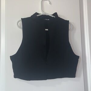 FASHION NOVA SIZE S Cropped Zip-up Mock Neck Tank Top